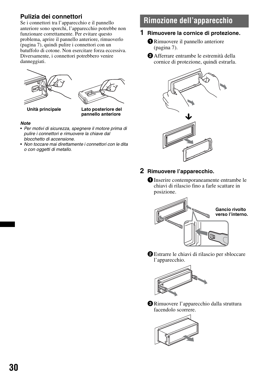 Rimozione dell’apparecchio | Sony MEX-BT4700U User Manual | Page 130 / 172