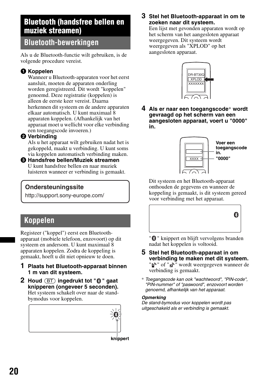 Bluetooth (handsfree bellen en muziek streamen), Bluetooth-bewerkingen, Koppelen | Bluetooth-bewerkingen koppelen | Sony MEX-BT4700U User Manual | Page 154 / 172