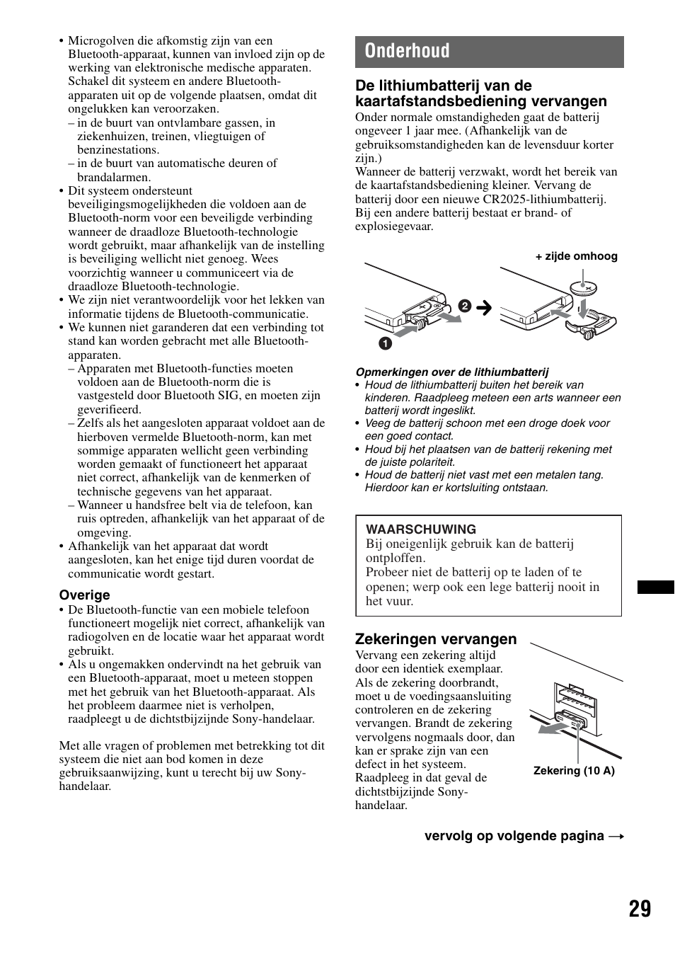 Onderhoud | Sony MEX-BT4700U User Manual | Page 163 / 172