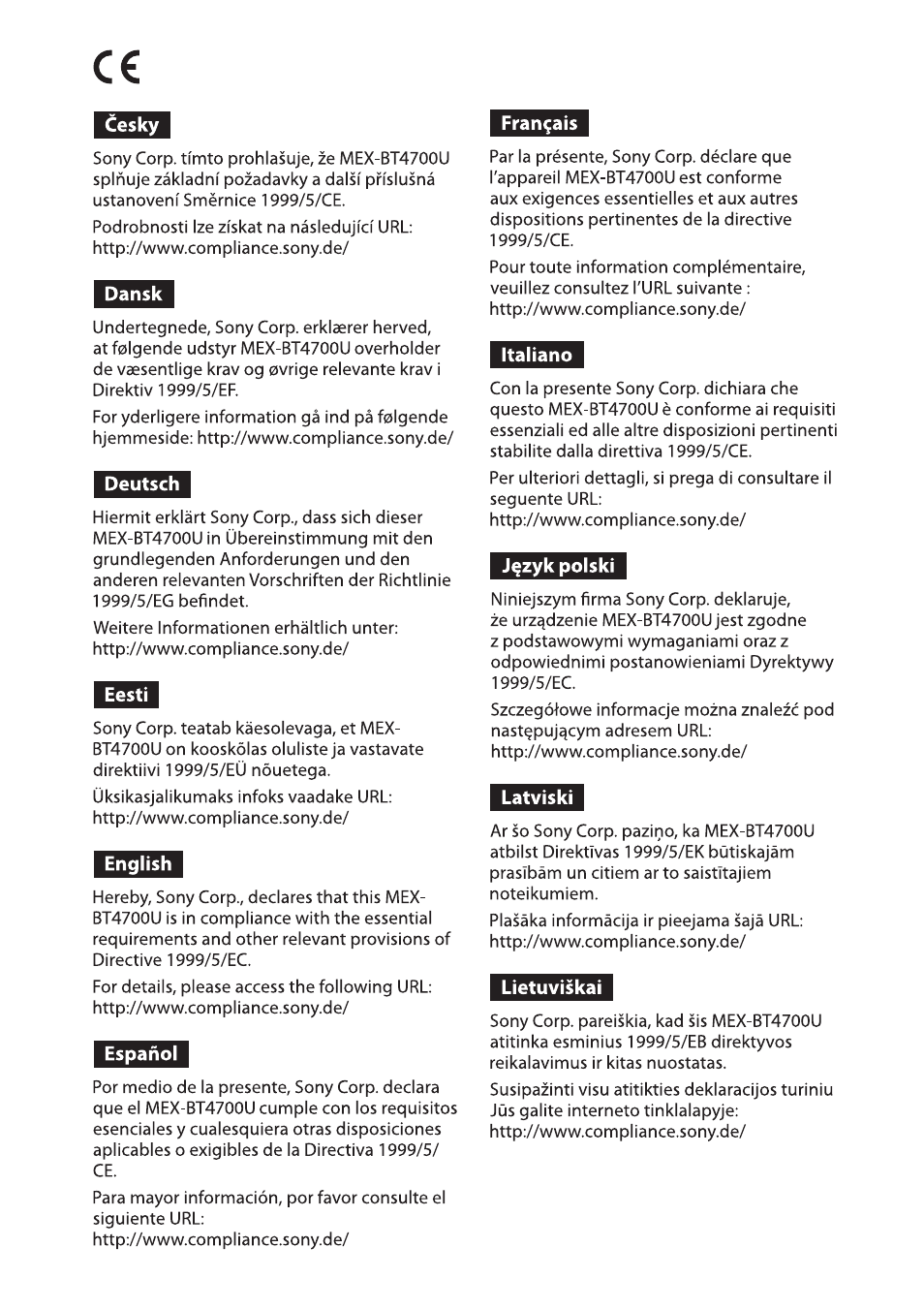 Sony MEX-BT4700U User Manual | Page 170 / 172