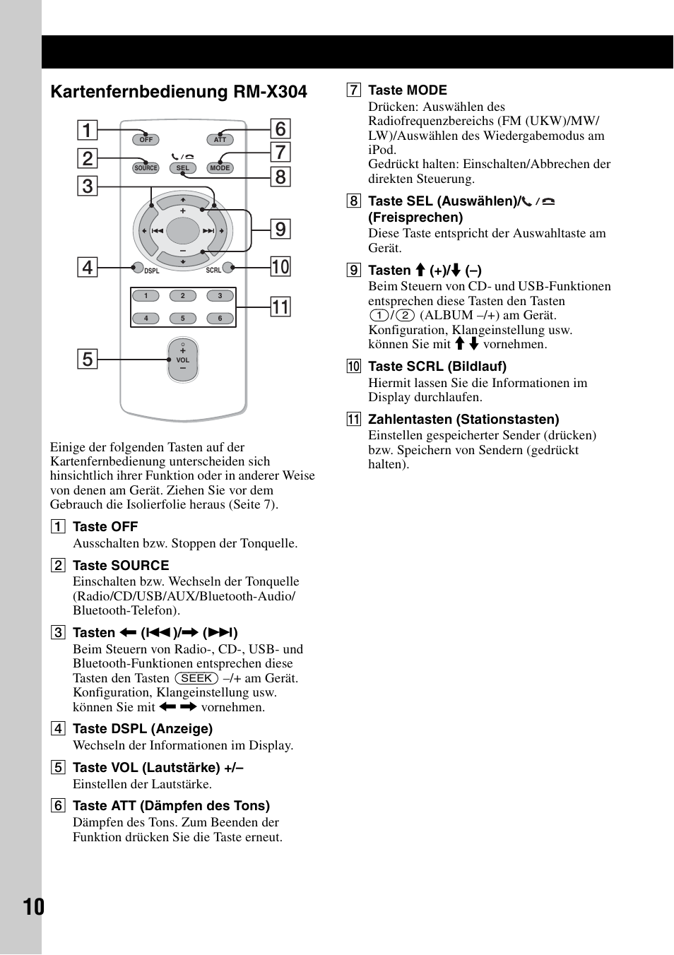 Kartenfernbedienung rm-x304 | Sony MEX-BT4700U User Manual | Page 42 / 172