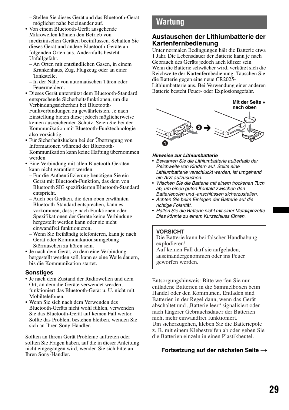 Wartung | Sony MEX-BT4700U User Manual | Page 61 / 172