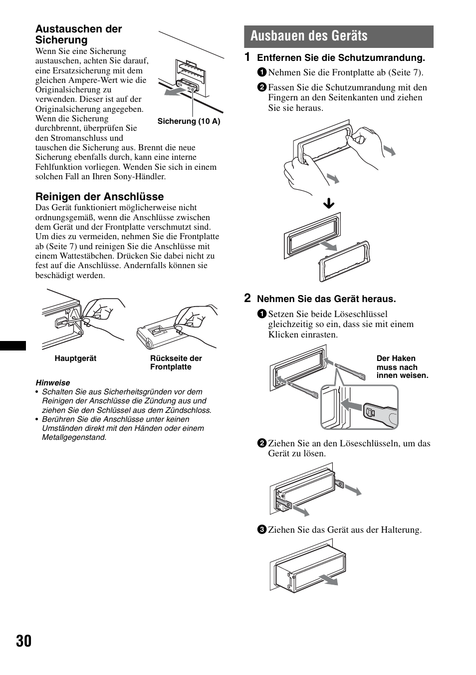 Ausbauen des geräts | Sony MEX-BT4700U User Manual | Page 62 / 172