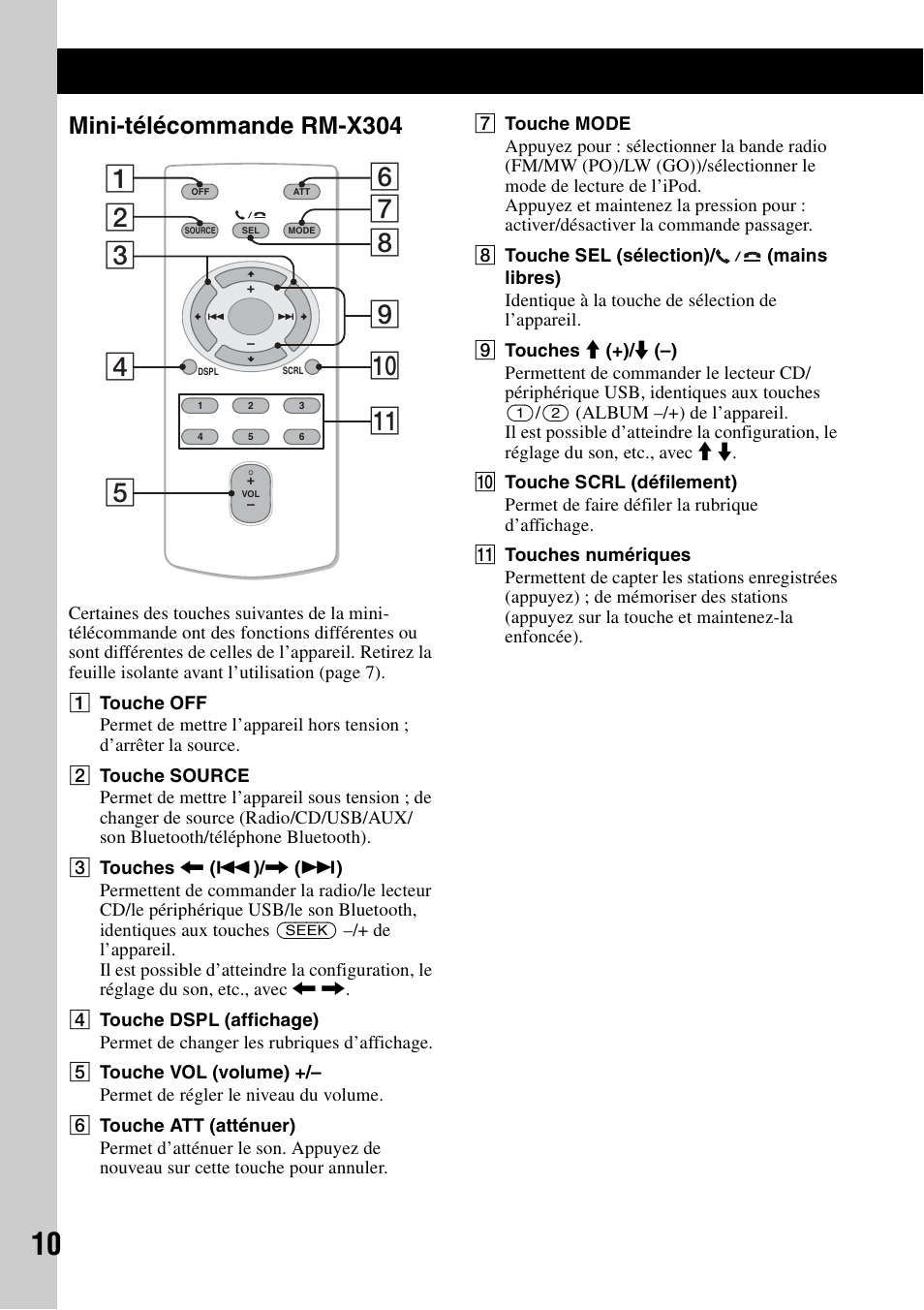 Mini-télécommande rm-x304 | Sony MEX-BT4700U User Manual | Page 76 / 172