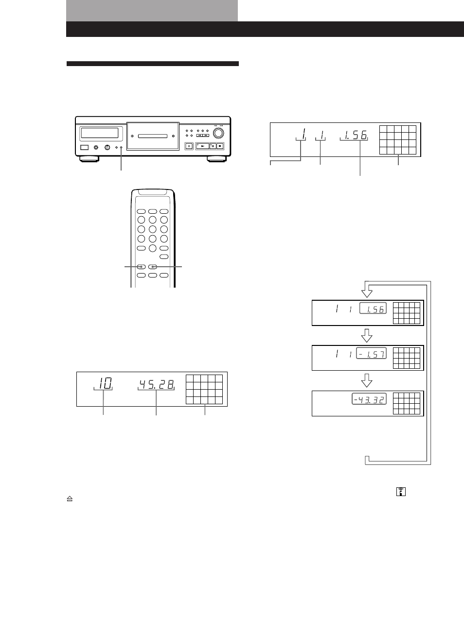 Uso del display, Riproduzione dei cd, Verifica del tempo residuo | Spegnere le indicazioni sul display | Sony CDP-XA20ES User Manual | Page 48 / 96