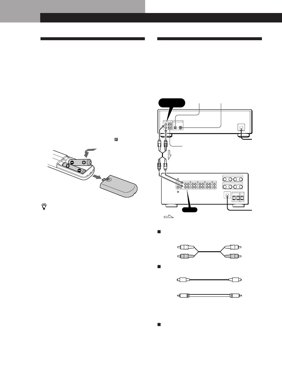 Desempacotamento, Ligações do sistema, Começar | Introdução das pilhas no telecomando, Panorâmica geral, Ligações | Sony CDP-XA20ES User Manual | Page 62 / 96