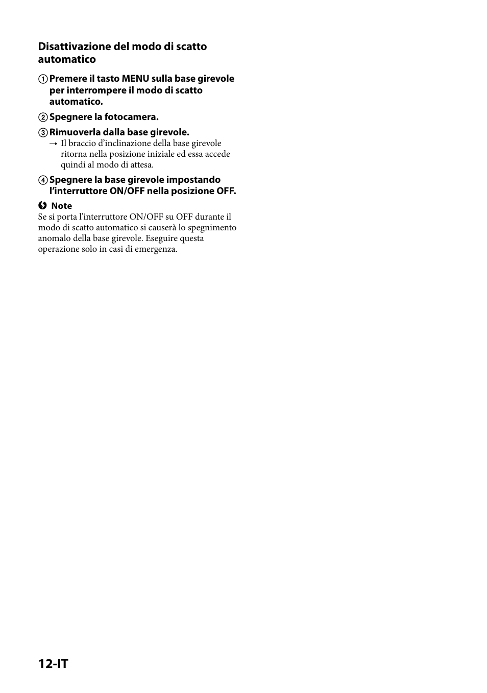 Disattivazione del modo di scatto automatico | Sony IPT-DS1 User Manual | Page 104 / 189