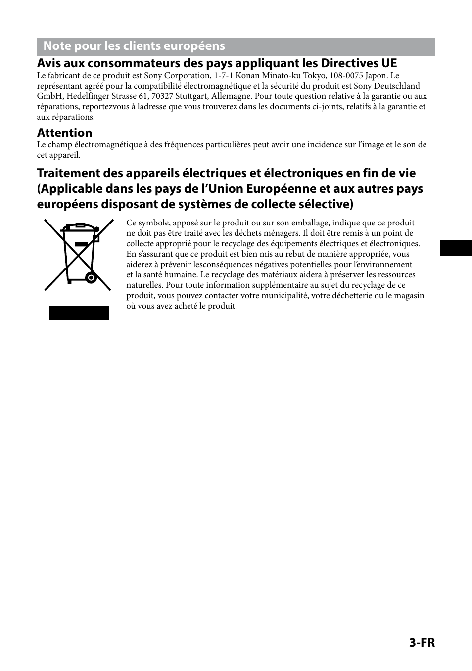 Attention | Sony IPT-DS1 User Manual | Page 17 / 189