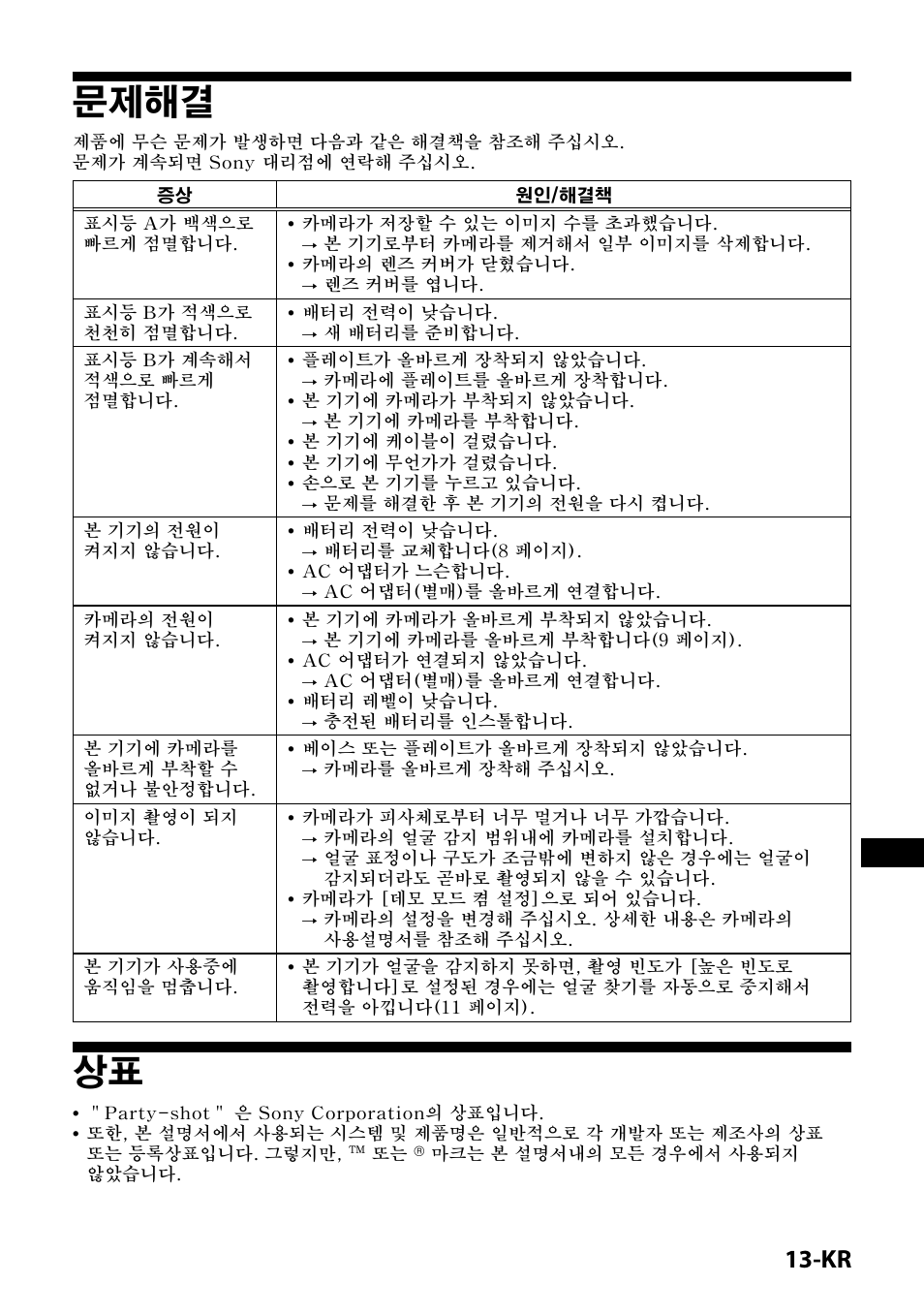 문제해결 | Sony IPT-DS1 User Manual | Page 171 / 189