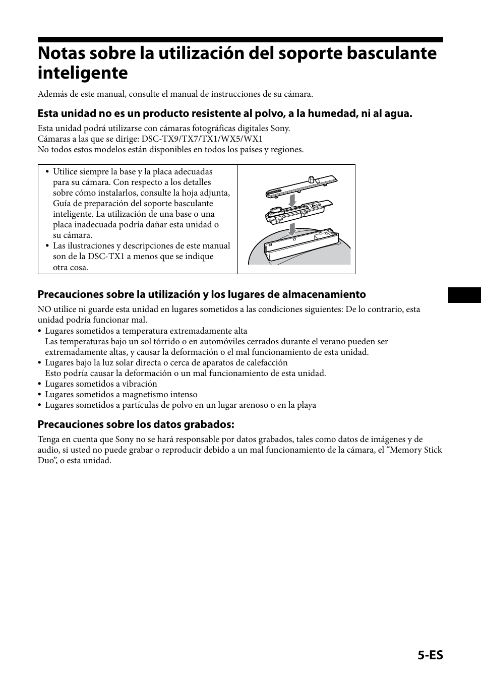 Precauciones sobre los datos grabados | Sony IPT-DS1 User Manual | Page 49 / 189