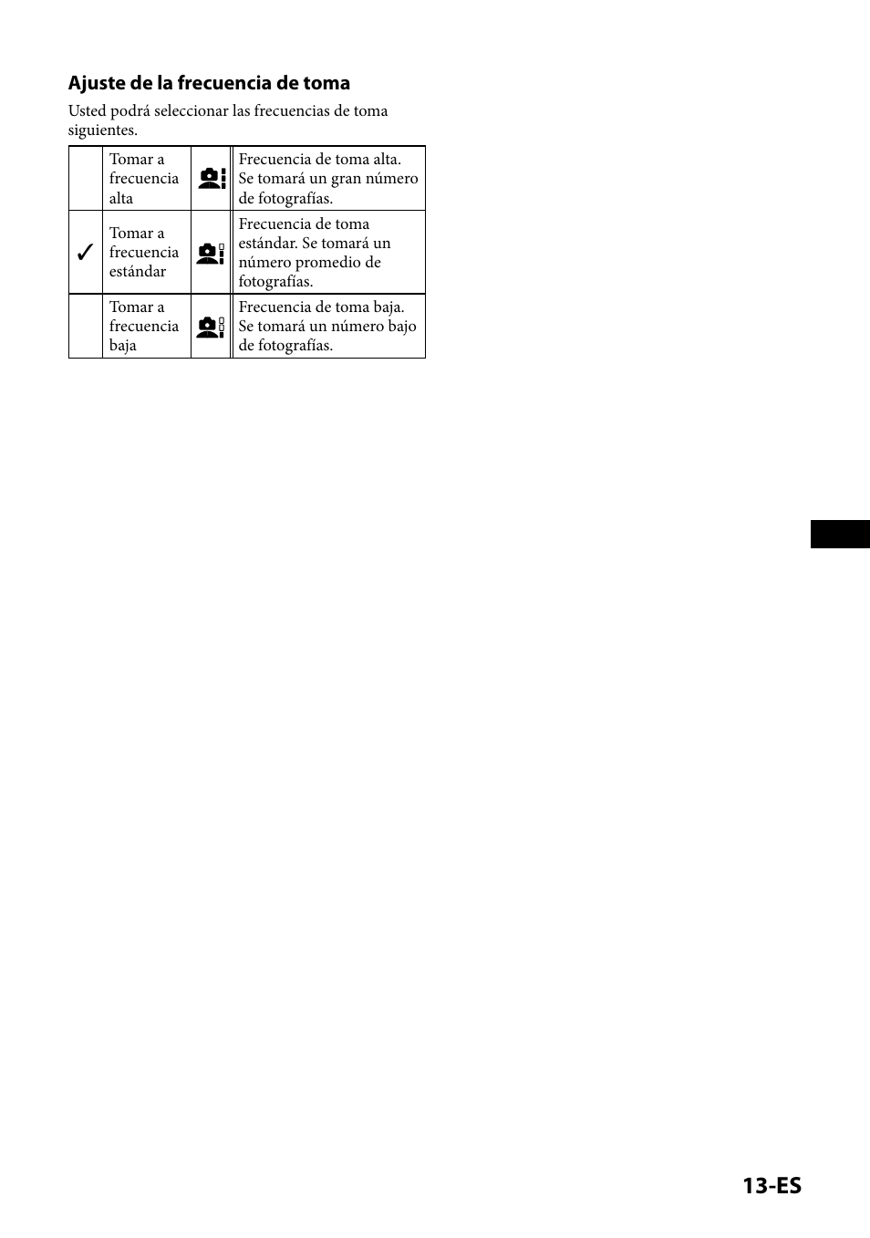 Ajuste de la frecuencia de toma | Sony IPT-DS1 User Manual | Page 57 / 189
