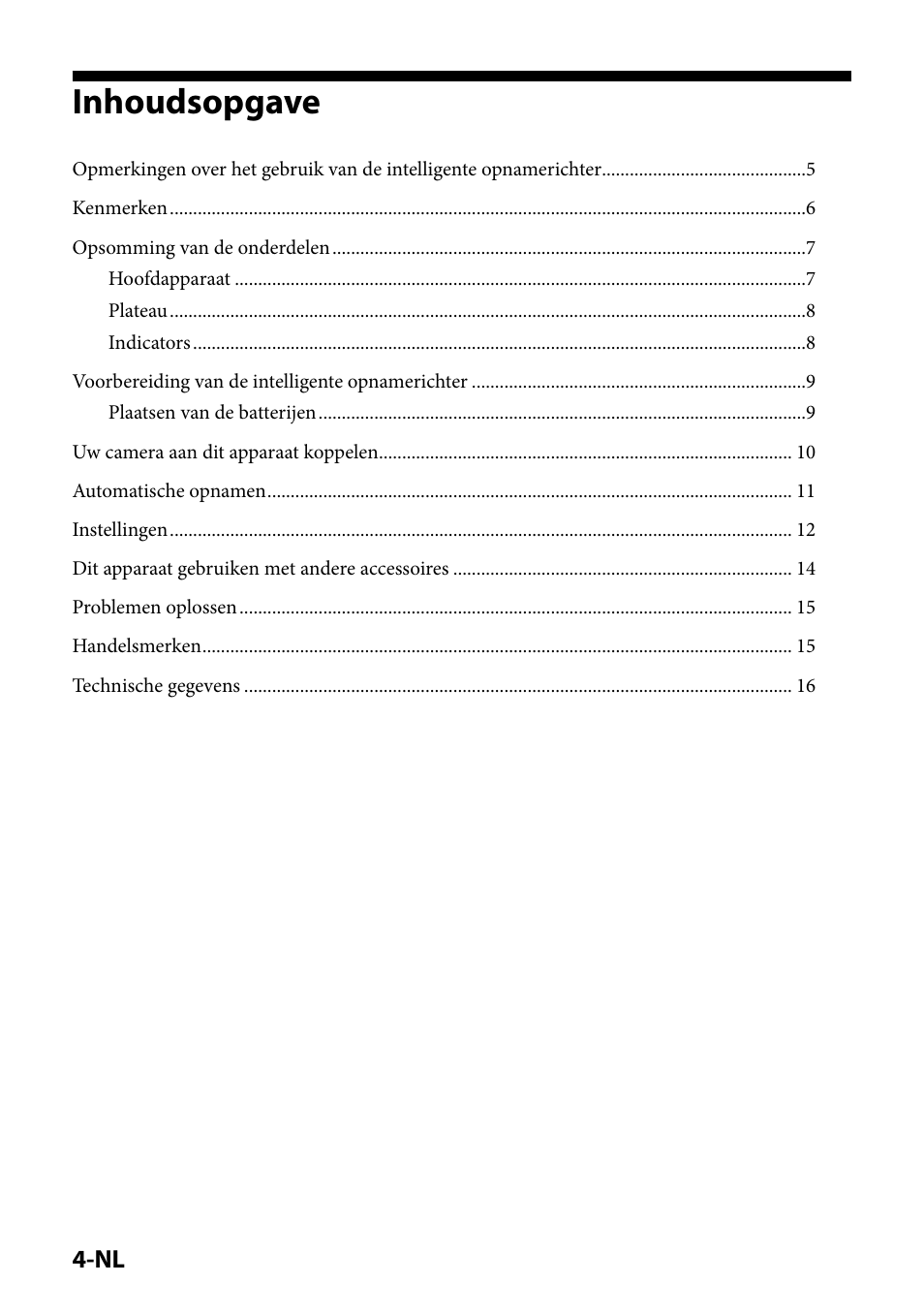 Inhoudsopgave | Sony IPT-DS1 User Manual | Page 64 / 189
