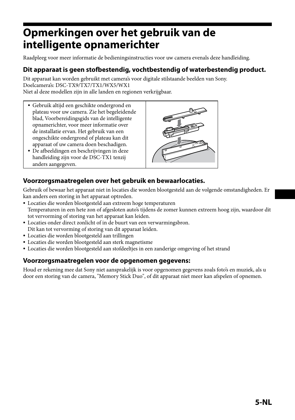 Voorzorgsmaatregelen voor de opgenomen gegevens | Sony IPT-DS1 User Manual | Page 65 / 189