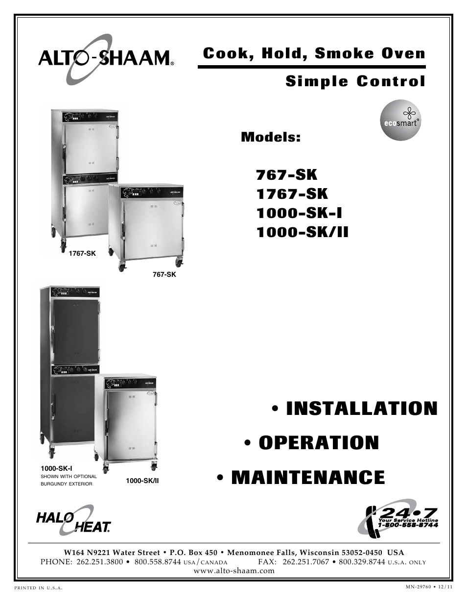 Alto-Shaam 1000-SK/II User Manual | 30 pages