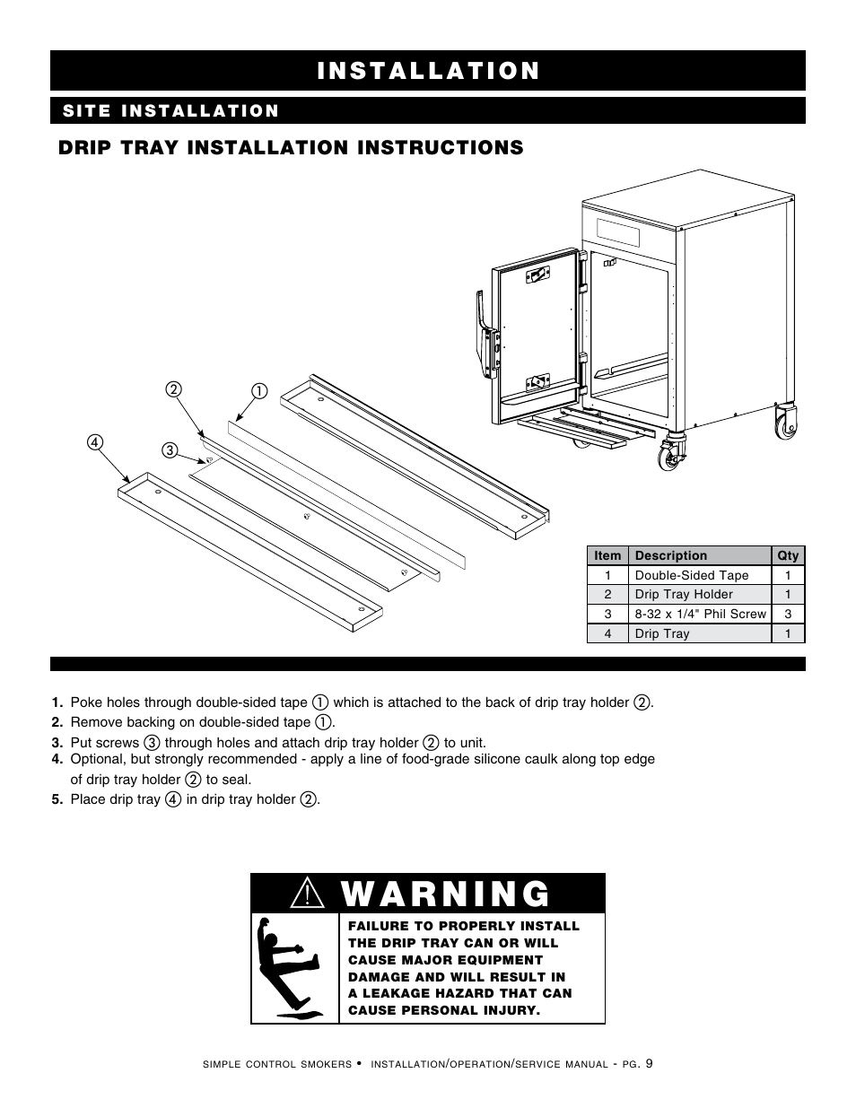 Drip tray installation instructions | Alto-Shaam 1000-SK/II User Manual | Page 11 / 30