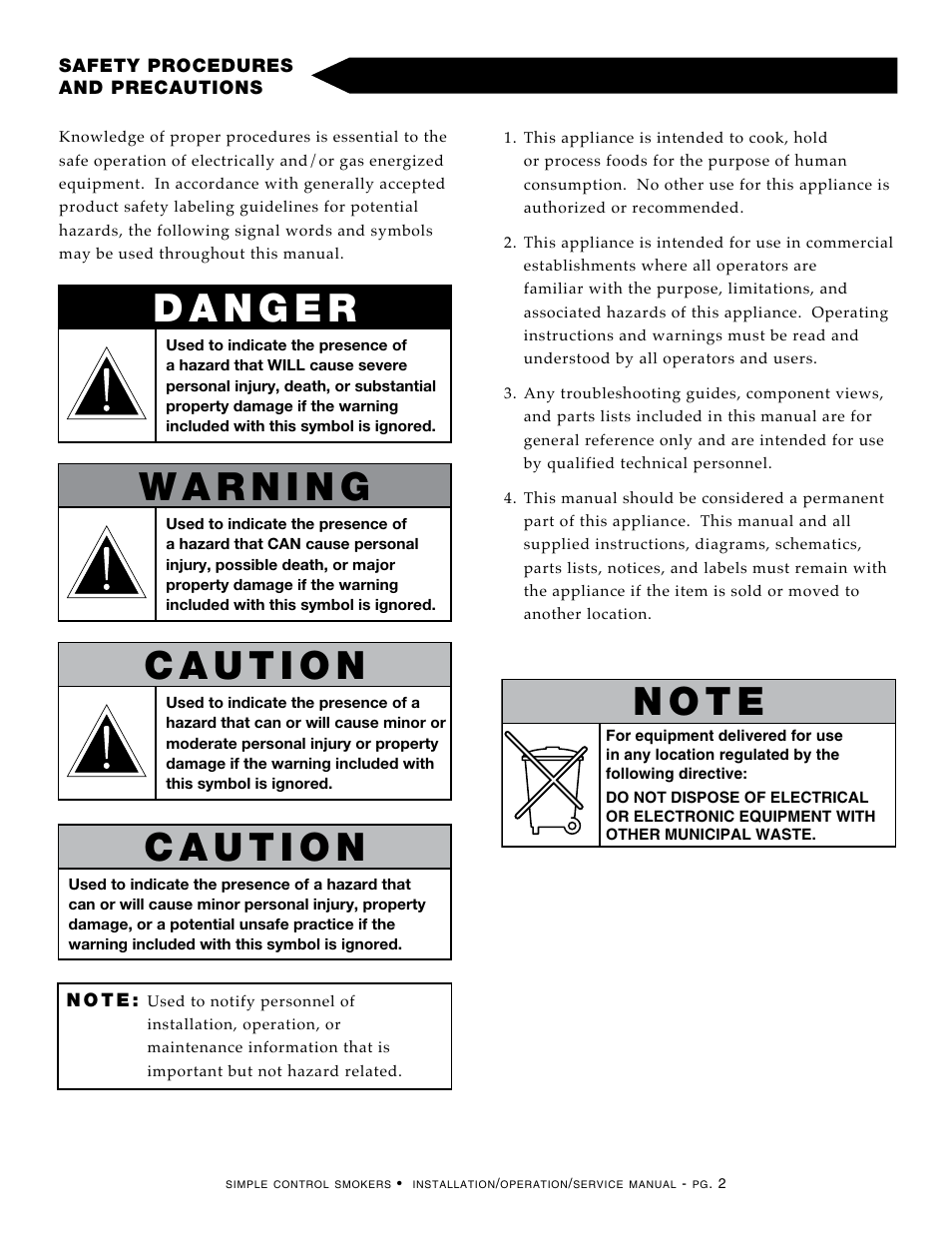 N o t e | Alto-Shaam 1000-SK/II User Manual | Page 4 / 30