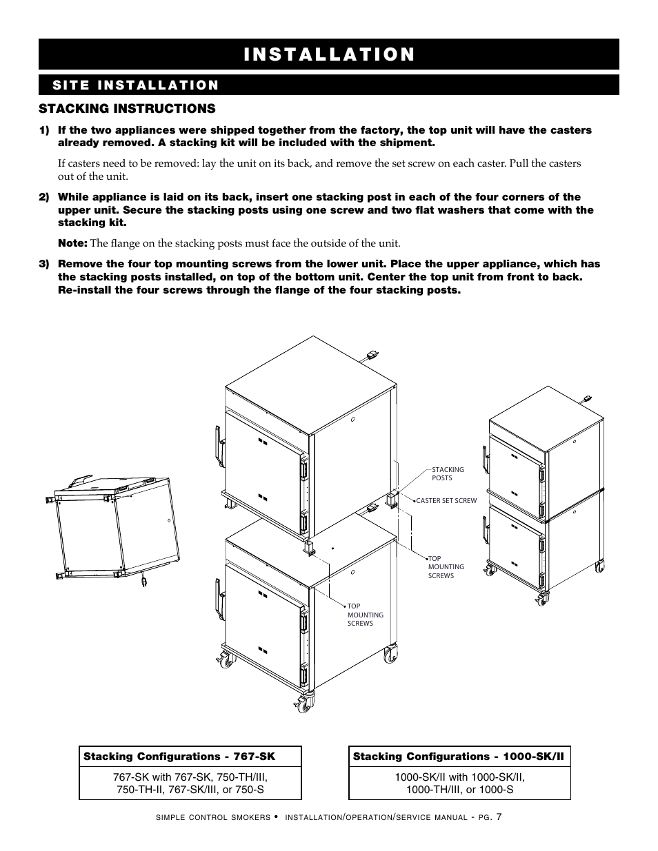 Stacking instructions | Alto-Shaam 1000-SK/II User Manual | Page 9 / 30