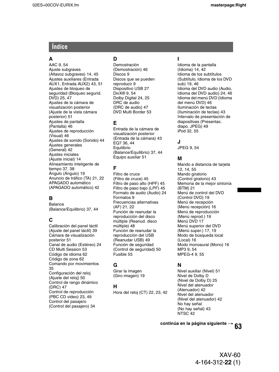 Índice | Sony XAV-60 User Manual | Page 121 / 188