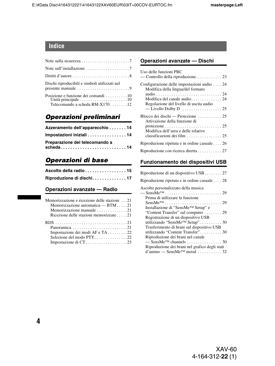 Operazioni preliminari, Operazioni di base | Sony XAV-60 User Manual | Page 126 / 188