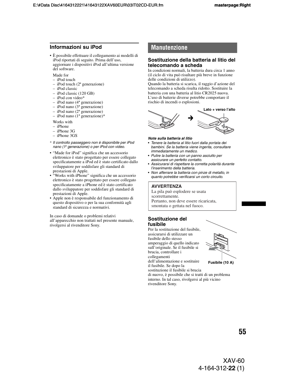 Informazioni su ipod, Manutenzione | Sony XAV-60 User Manual | Page 177 / 188