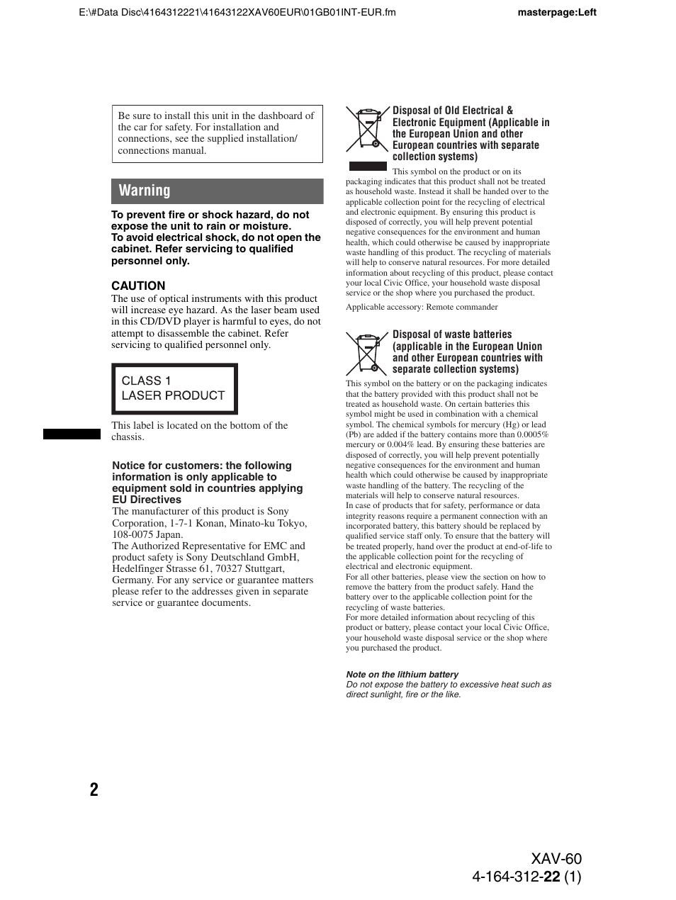 Sony XAV-60 User Manual | Page 2 / 188