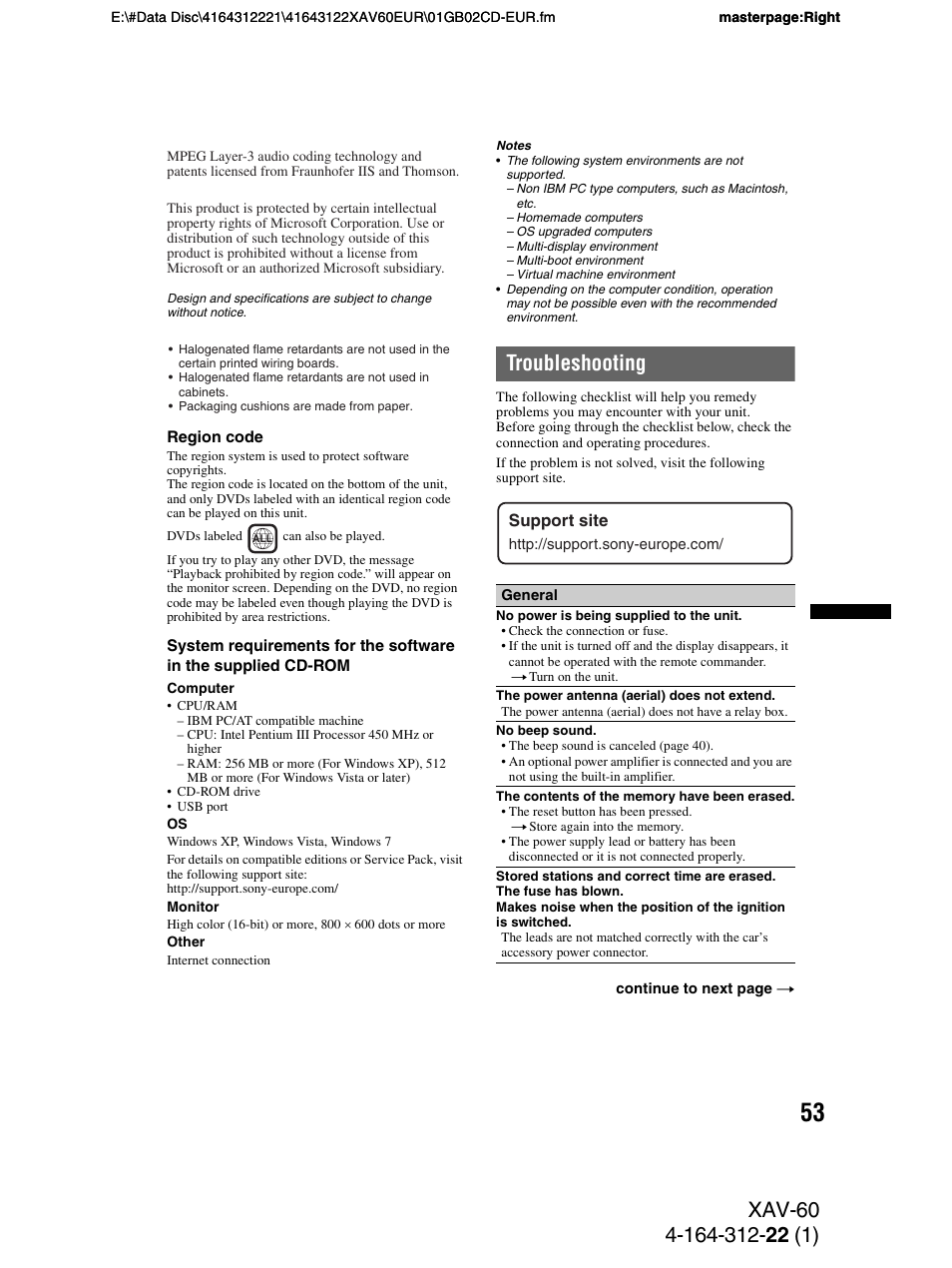 Troubleshooting | Sony XAV-60 User Manual | Page 53 / 188