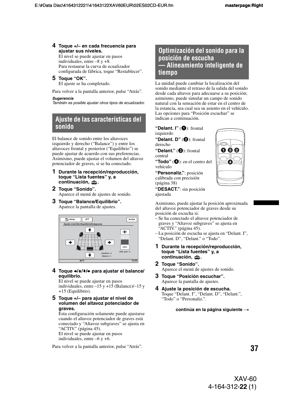 Ajuste de las características del sonido | Sony XAV-60 User Manual | Page 95 / 188