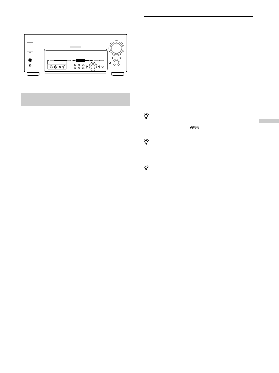 Selezione di un campo sonoro, Ascolto del sonor o sur round, Multi channel decoding | Audio split digital / analog, Sound field, Sound field preset mode analog direct | Sony TA-VA777ES User Manual | Page 139 / 228