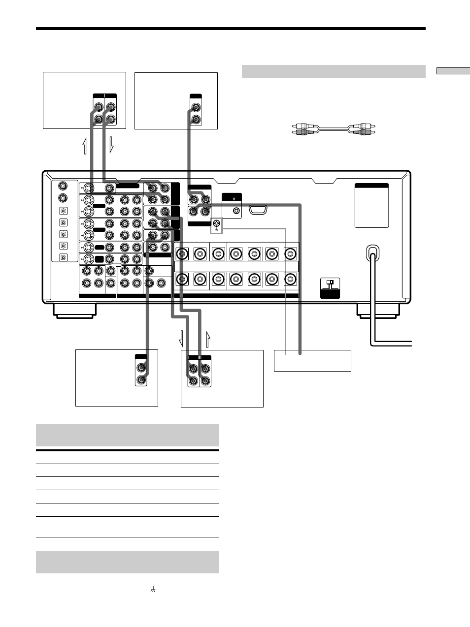 Conexión de componentes de audio, Tomas para conexión de componentes de audio, Nota sobre la conexión de componentes de audio | Cables requeridos, Conexión de componentes, Conecte un a, Cables de audio (no suministrados), Blanca (canal izquierdo) | Sony TA-VA777ES User Manual | Page 61 / 228