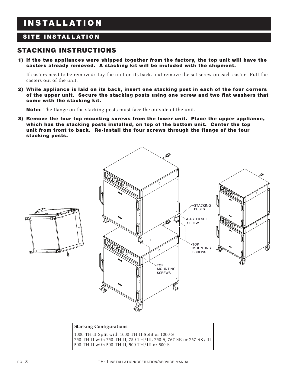 Stacking instructions | Alto-Shaam 1000-TH-II User Manual | Page 9 / 31