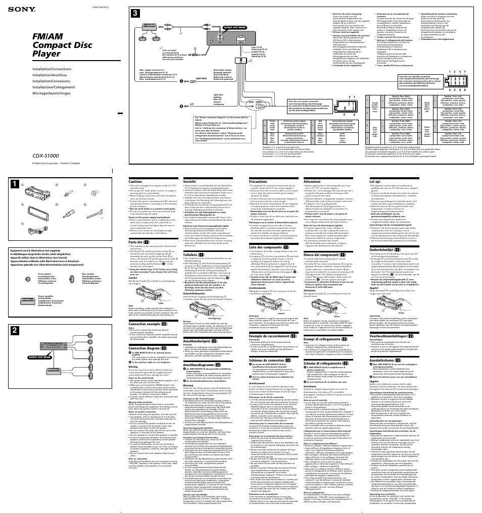 Sony CDX-S1000 User Manual | 2 pages