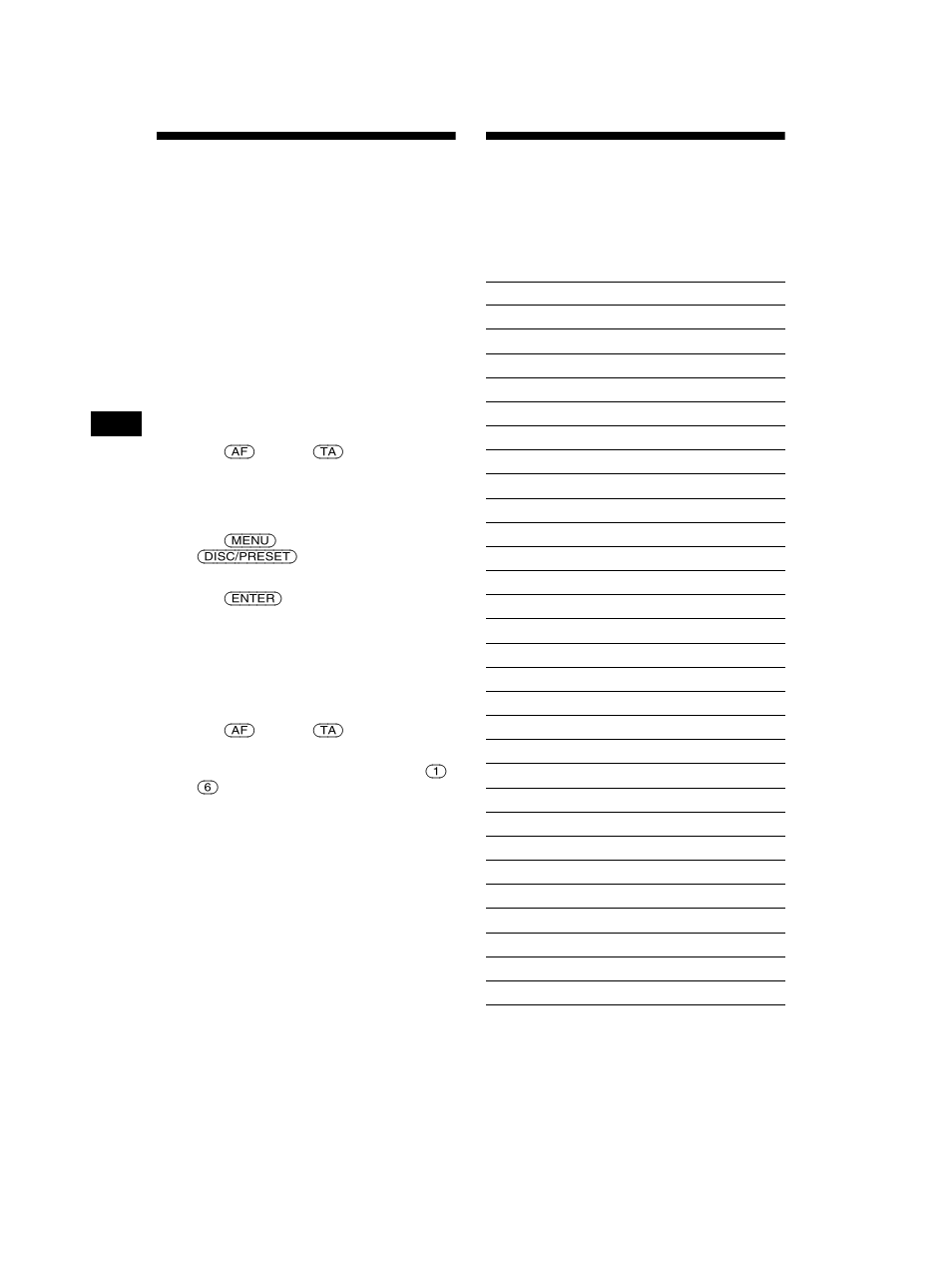 Presetting rds stations with af and ta setting, Presetting rds stations with af and ta, Setting | Tuning in stations by programme type | Sony CDX-CA650V User Manual | Page 18 / 138