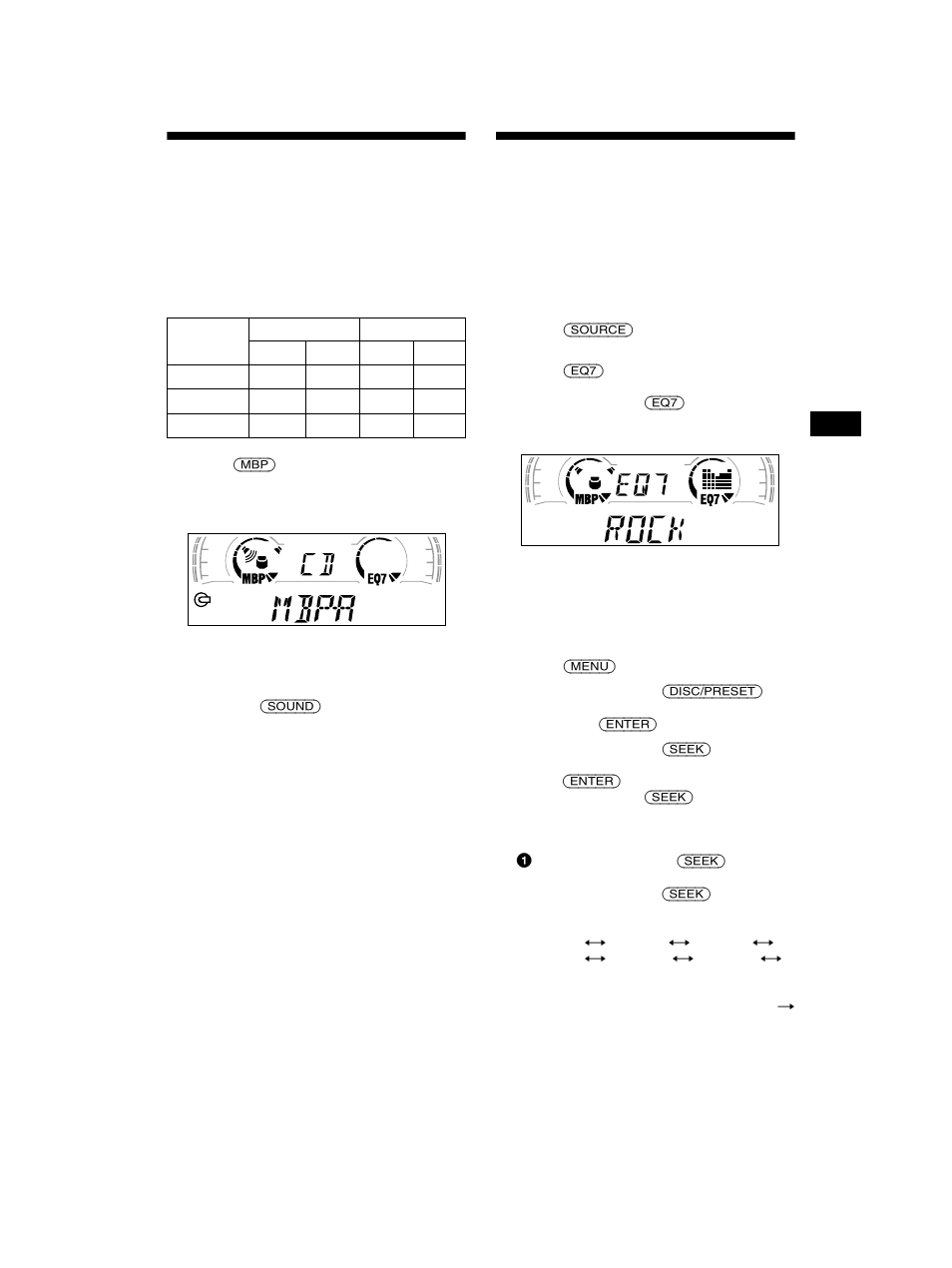 Setting the equalizer, Selecting the sound position, My best sound position (mbp) | Sony CDX-CA650V User Manual | Page 23 / 138