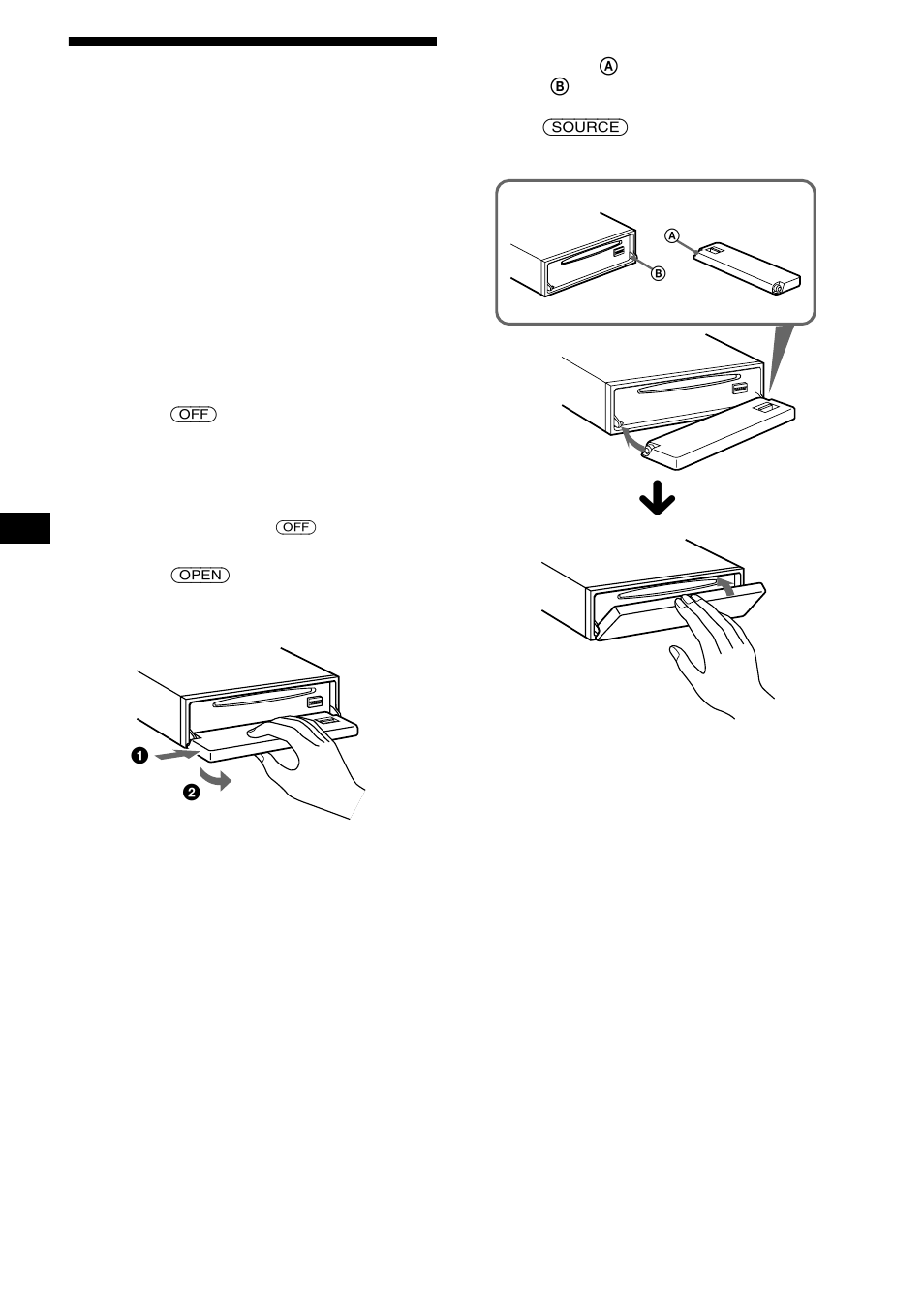 Estrazione del pannello frontale, Het frontpaneel verwijderen, 8estrazione del pannello frontale | Sony CDX-CA650V User Manual | Page 90 / 138