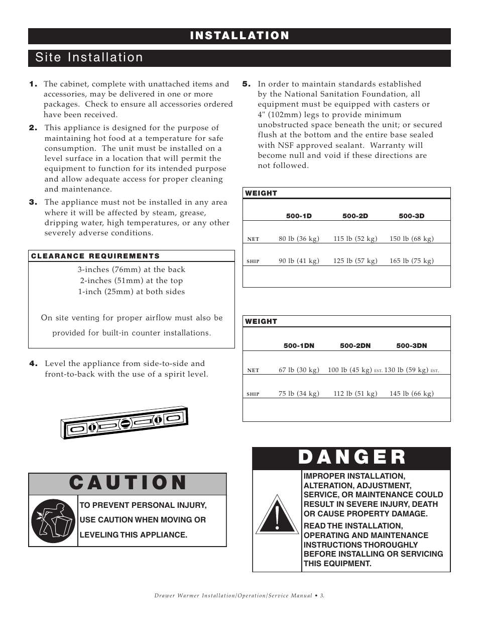 Site installation, I n s ta l l at i o n | Alto-Shaam 1DN User Manual | Page 4 / 33