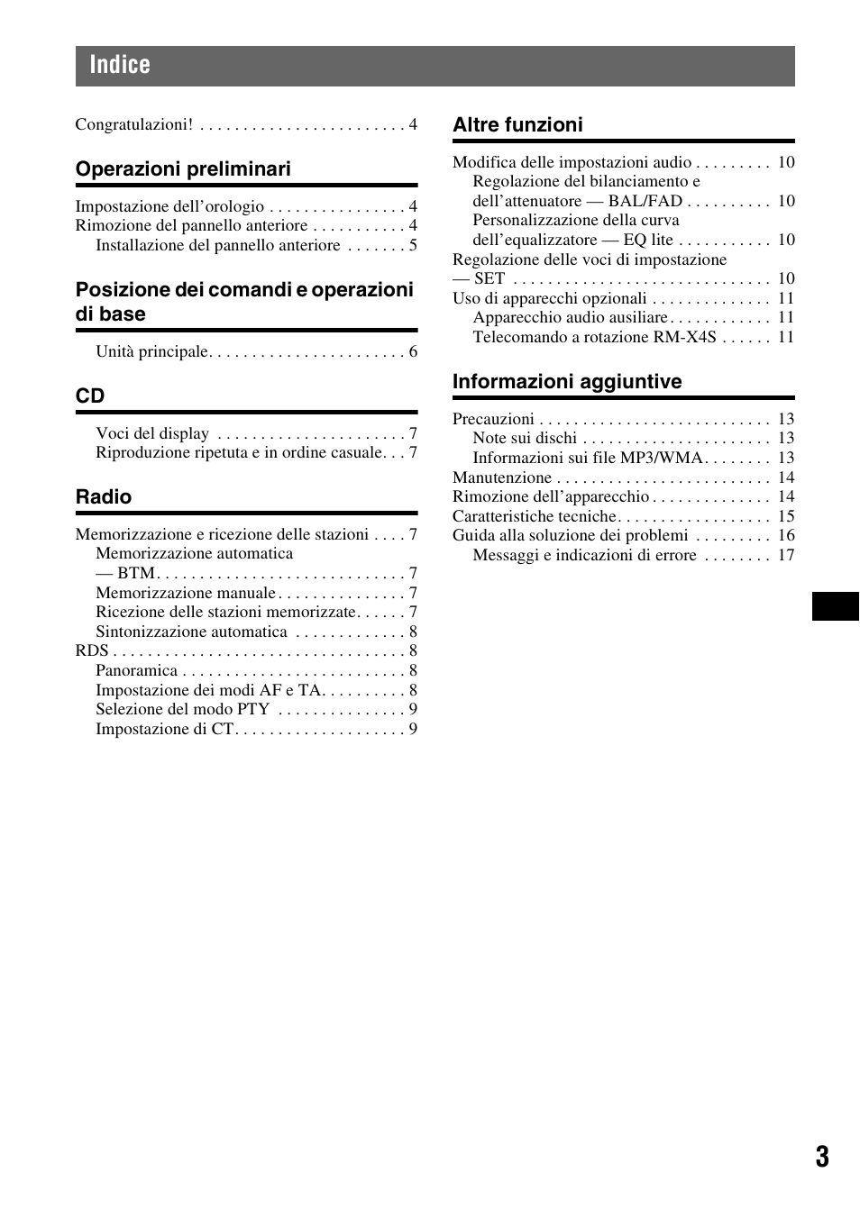 Indice | Sony CDX-GT215C User Manual | Page 55 / 88