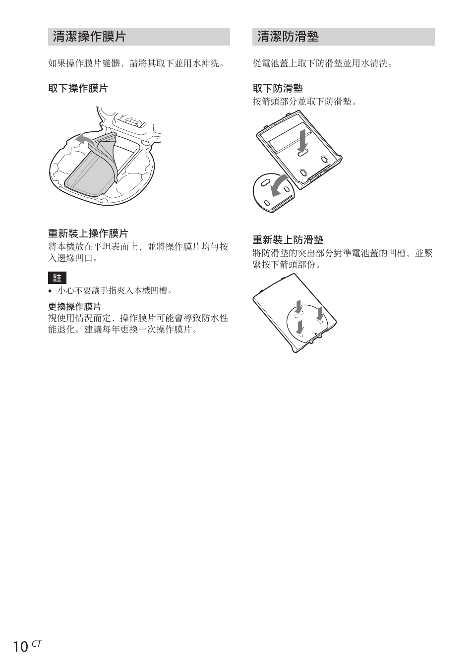 清潔操作膜片, 清潔防滑墊 | Sony RDP-NWR100 User Manual | Page 142 / 156