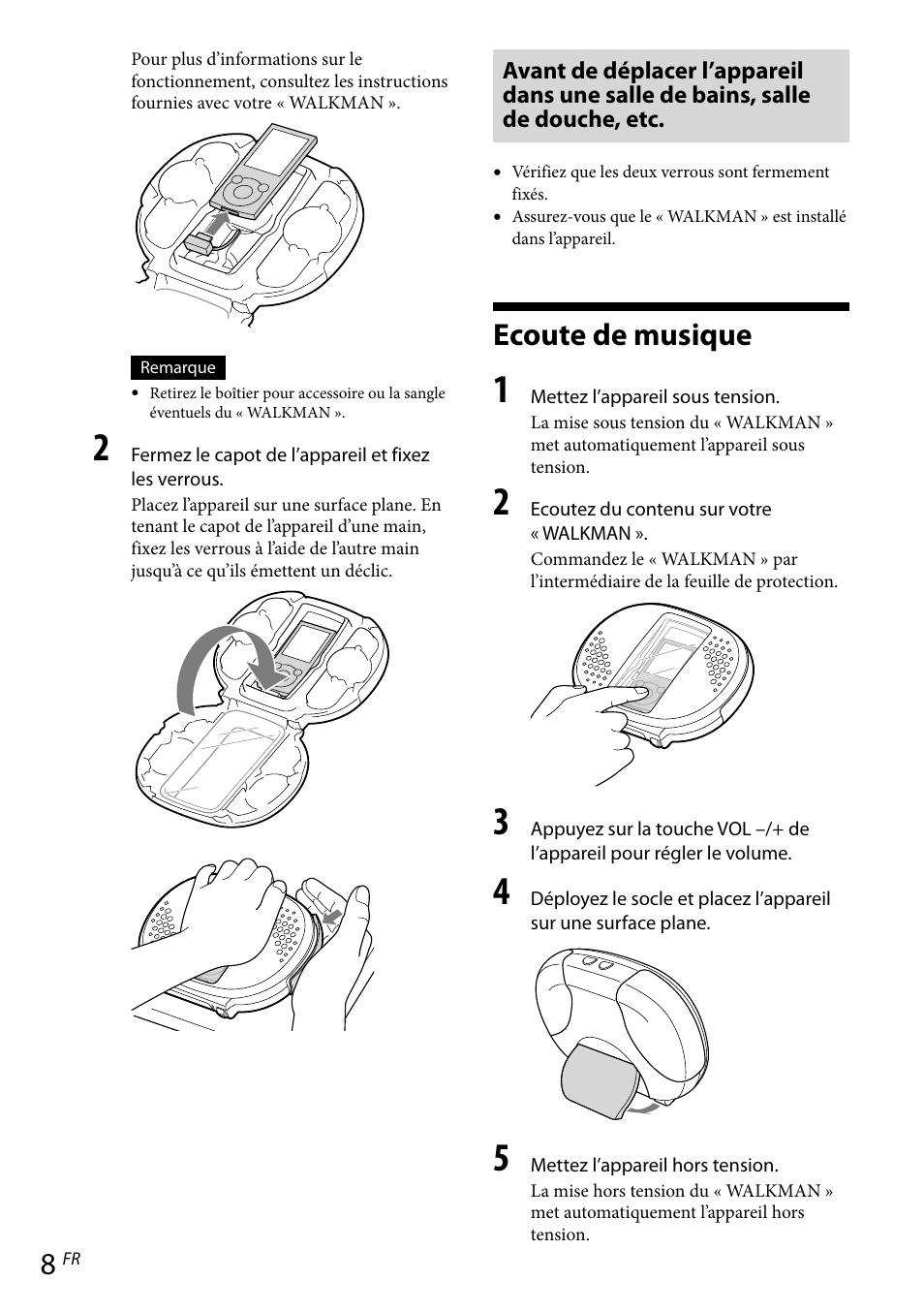 Ecoute de musique | Sony RDP-NWR100 User Manual | Page 20 / 156