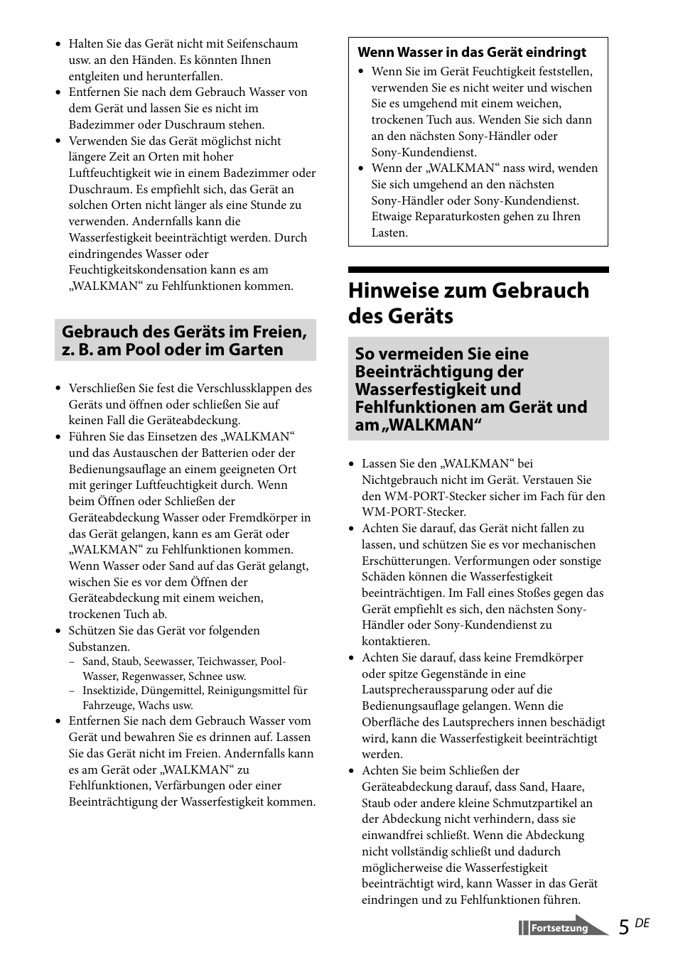 Hinweise zum gebrauch des geräts | Sony RDP-NWR100 User Manual | Page 29 / 156