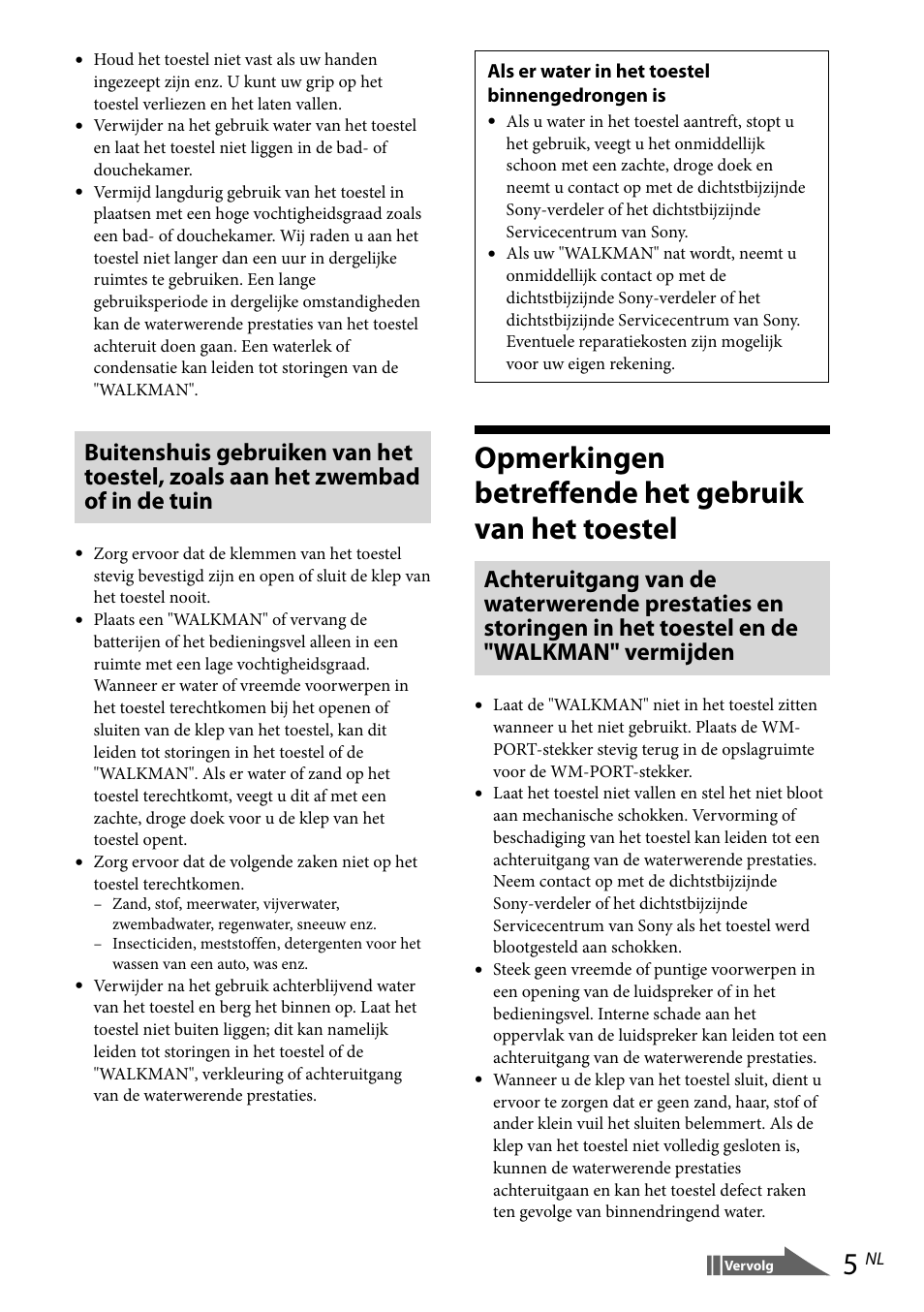 Opmerkingen betreffende het gebruik van, Het toestel | Sony RDP-NWR100 User Manual | Page 53 / 156