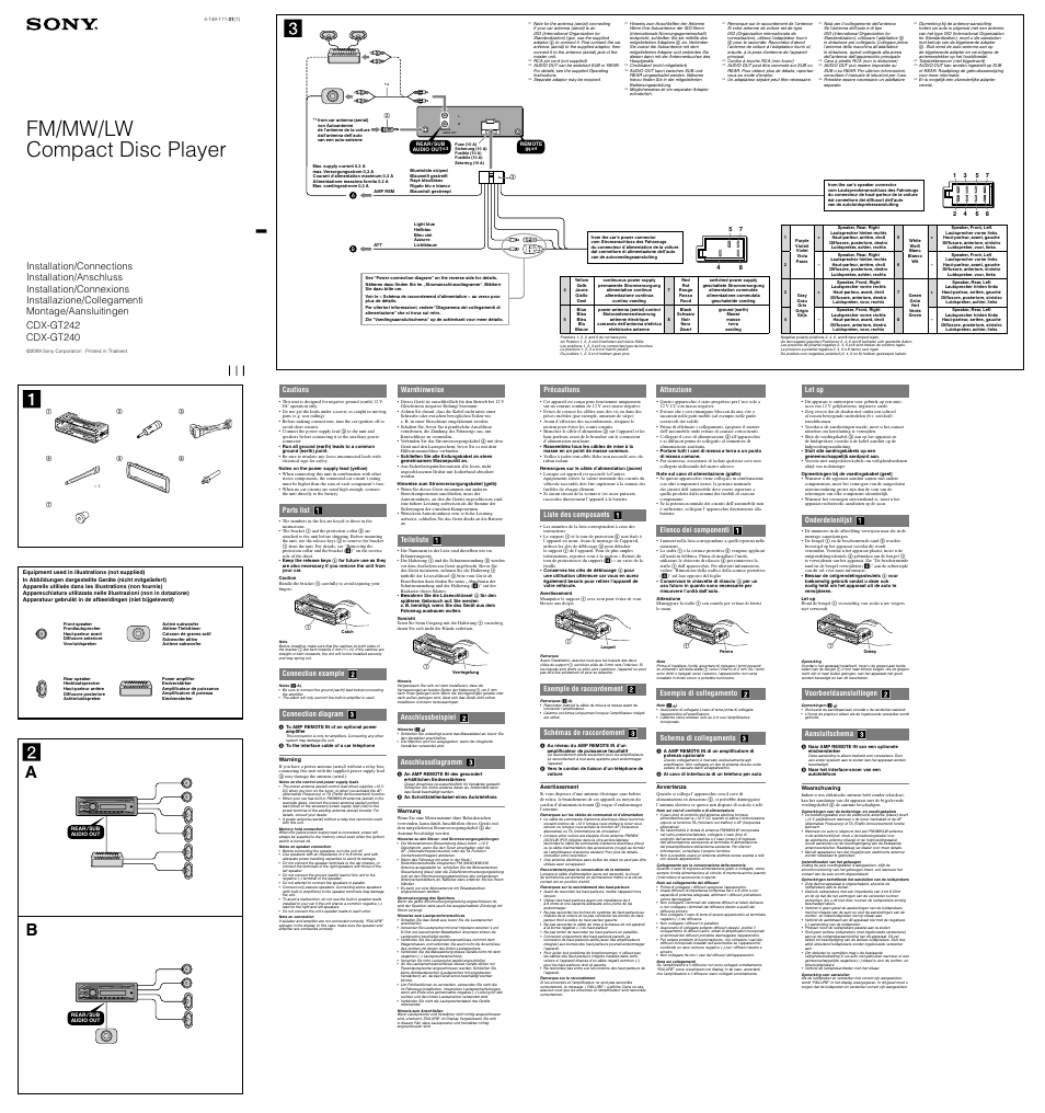 Sony CDX-GT240 User Manual | 2 pages