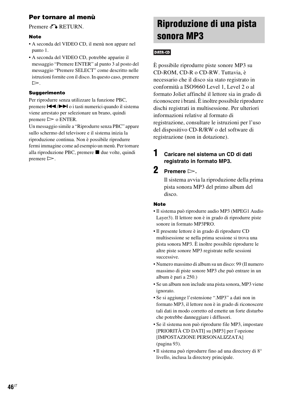 Riproduzione di una pista sonora mp3, Riproduzione di una pista, Sonora mp3 | Sony DAV-LF1 User Manual | Page 166 / 488