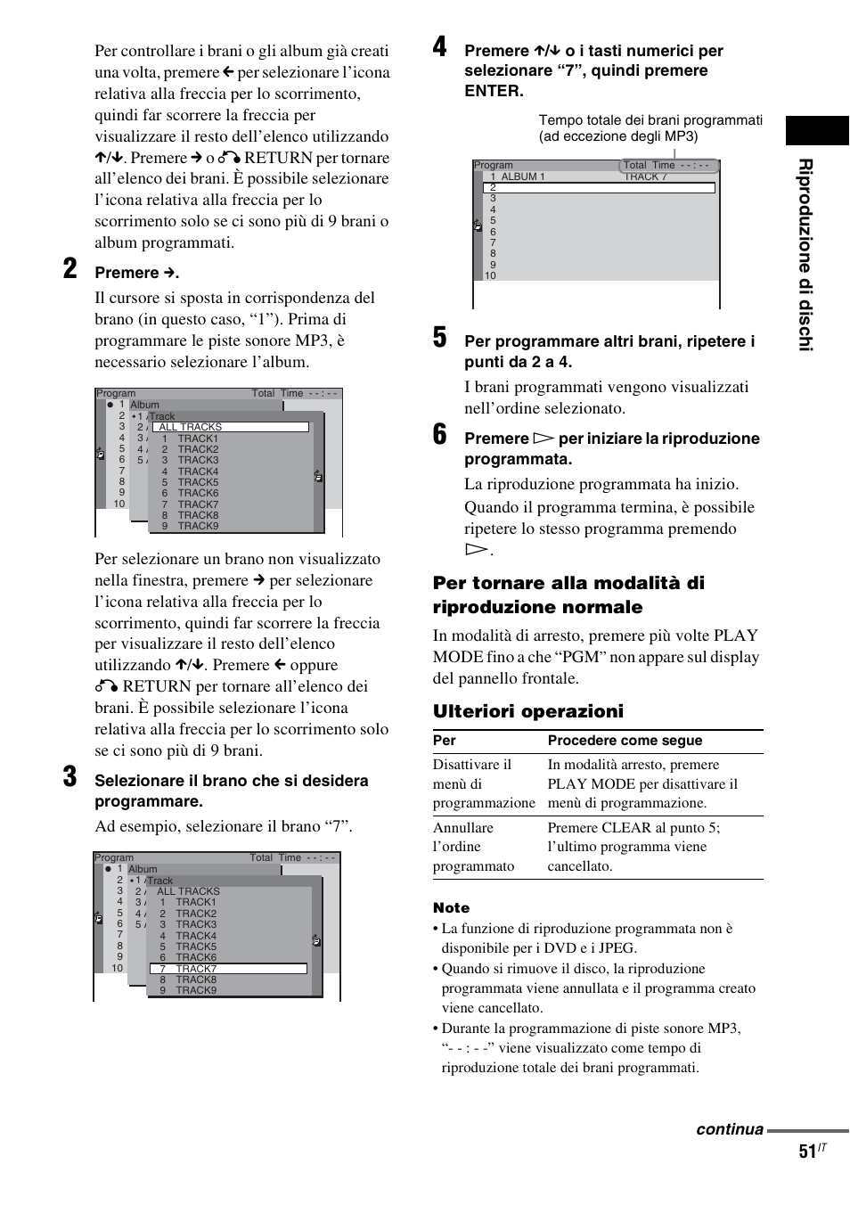 Per tornare alla modalità di riproduzione normale, Ulteriori operazioni, Ad esempio, selezionare il brano “7 | Non appare sul display del pannello frontale | Sony DAV-LF1 User Manual | Page 171 / 488