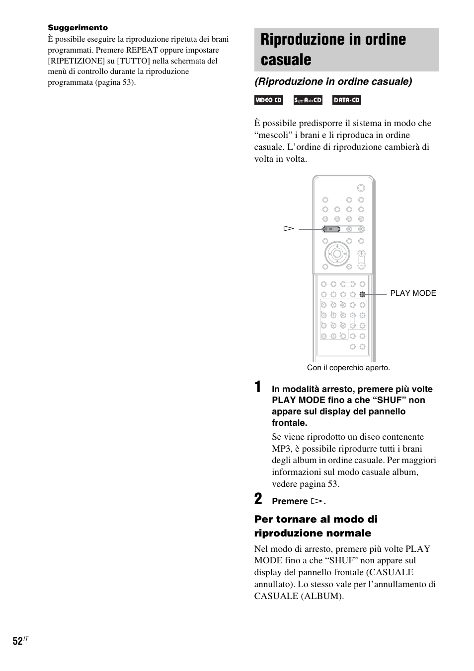 Riproduzione in ordine casuale, Riproduzione in ordine casuale) | Sony DAV-LF1 User Manual | Page 172 / 488