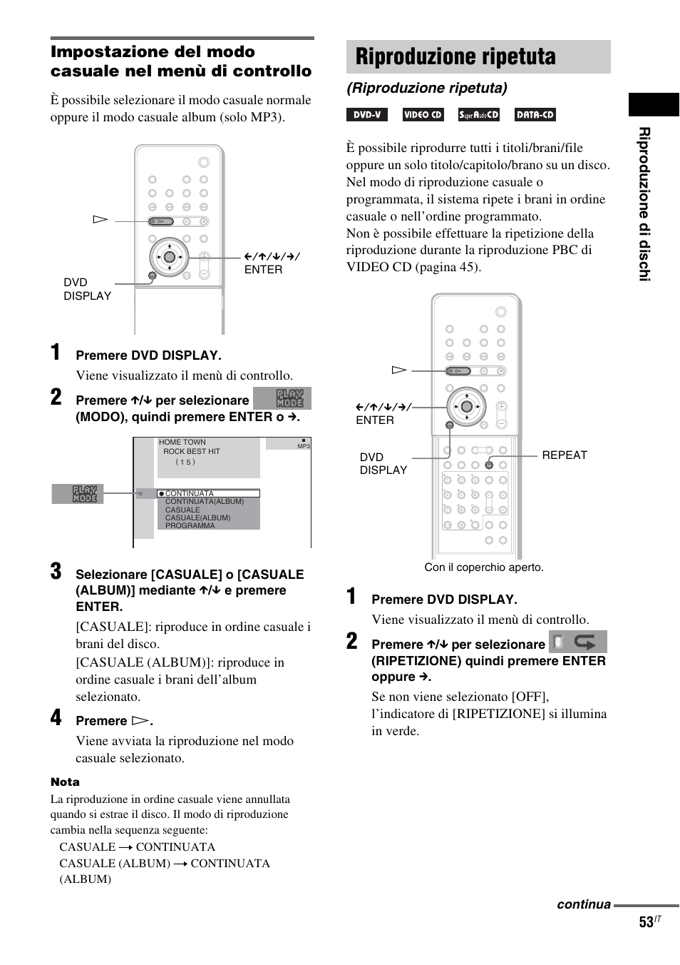 Riproduzione ripetuta, Riproduzione ripetuta) | Sony DAV-LF1 User Manual | Page 173 / 488