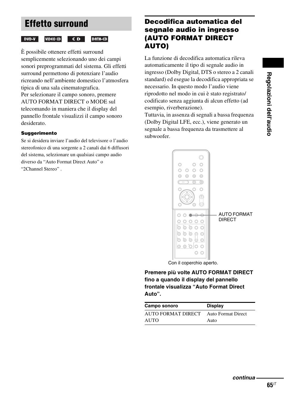 Effetto surround | Sony DAV-LF1 User Manual | Page 185 / 488