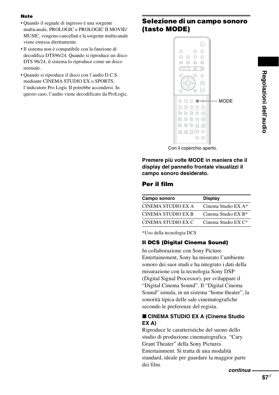 Selezione di un campo sonoro (tasto mode) | Sony DAV-LF1 User Manual | Page 187 / 488
