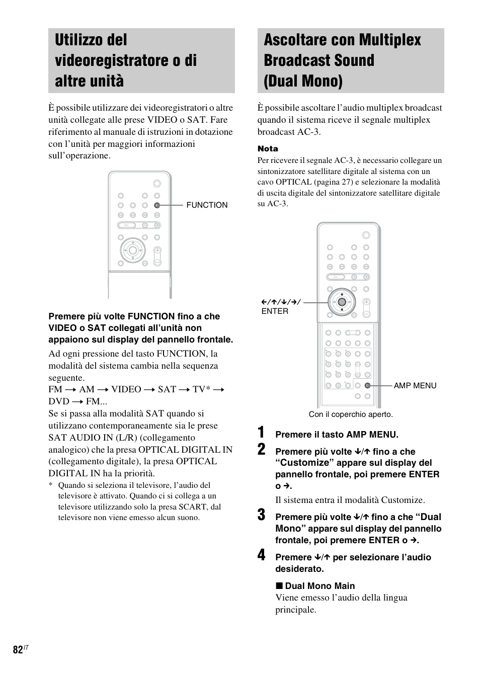 Utilizzo del videoregistratore o di altre unità, Utilizzo del videoregistratore o di altre, Unità | Ascoltare con multiplex broadcast sound, Dual mono) | Sony DAV-LF1 User Manual | Page 202 / 488