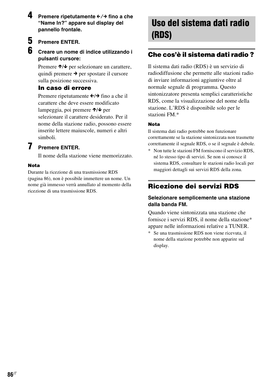Uso del sistema dati radio (rds) | Sony DAV-LF1 User Manual | Page 206 / 488