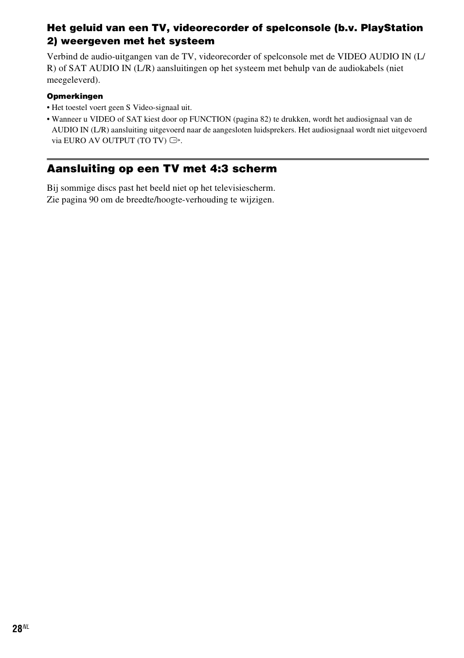Aansluiting op een tv met 4:3 scherm | Sony DAV-LF1 User Manual | Page 28 / 488